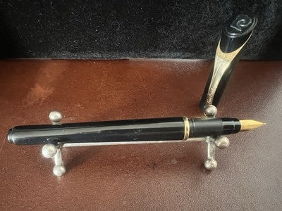 🔴 PIERRE CARDIN penna stilografica nera pennino laminato oro con astuccio NOS