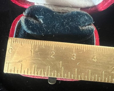 🔴 Scatola orecchini astuccio custodia gioiello originale seta rossa antica 1920