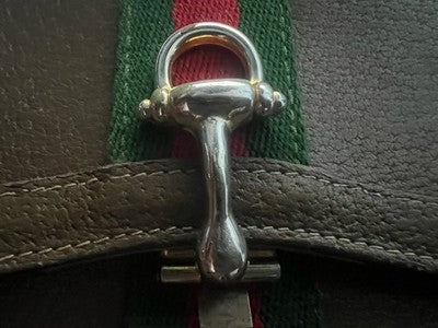 🔴 GUCCI portafoglio donna pelle fascia bicolore gancio dorato vintage