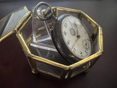 Expositor Taschenuhren-Messingbox mit Schmuckkästchen, Vintage 