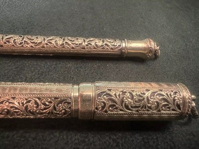 Europa Lápiz Pluma Fuente Retráctil Nib Oro 14 Y Lápiz Bordado Vintage
