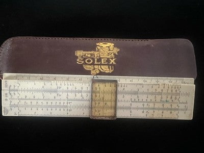 🔴 Vintage advertising slide rule UNIS France SOLEX N°6 with vintage sheath 