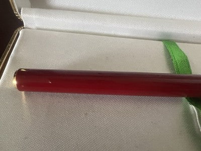 🔴 HARRISON penna stilografica lacca rossa pennino dorato iniziali B.M astuccio