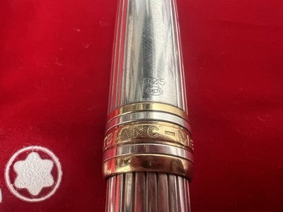 🔴 MONTBLANC Meisterstück Solitaire 164 Ballpoint Pen Solid Silver 925 SUPER 