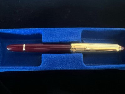 🔴 Penna roller CEFIXORAL bordò cappuccio dorato scrive con astuccio