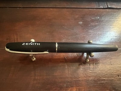 🔴 ZENITH penna sfera nera refill roller con stellina scrive con astuccio NOS