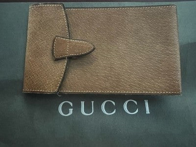 🔴 GUCCI porta documenti pelle marrone brev. N. 64.509 con busta vintage