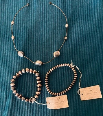 VESTOPAZZO Bijoux Bracelets Pépite Big Et Rondelle Avec Collier Aluminium 