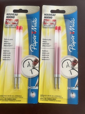 🔴 PAPERMATE refill penna Replay ROSSO medio 4 PEZZI ricambio ricarica