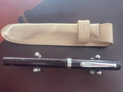 🔴 PINEIDER penna stilografica bordeaux con profili ARGENTO 925 pennino M