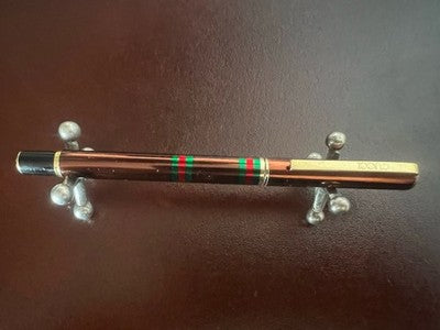 Gucci Pen Ball Lacquer Brown Headbands Green Red Clip Vintage Gold