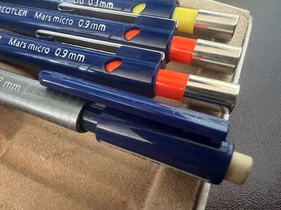 🔴 STAEDTLER matite meccaniche Mars Micro 0,9/0,3 mm + Triplus Micro 0,7 mm NOS