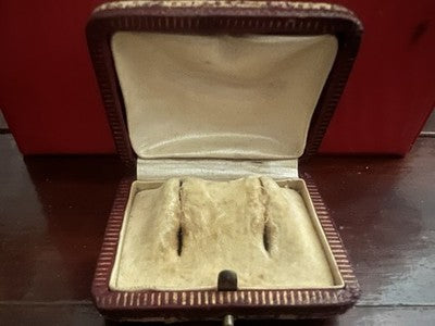 🔴 Scatola orecchini astuccio cofanetto tessuto floreale a scatto antica 1920