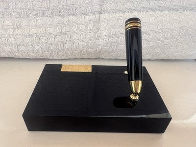 🔴 MONTBLANC base scrivania penna Meisterstuck 146 resina nera vintage