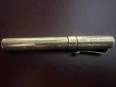 🔴 Penna stilografica placcata oro eyedropper Art Nouveau scrive antica 1915