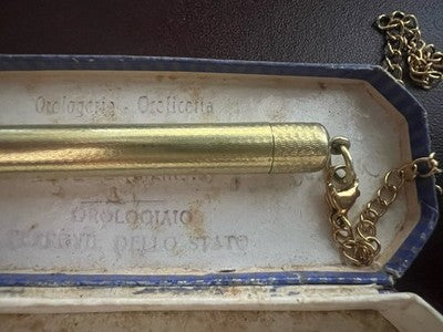 🔴 Matita meccanica retrattile laminata oro 18 k ciondolo chatelaine antica B