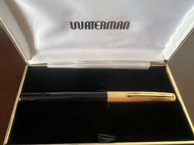🔴 WATERMAN penna stilografica Flash cappuccio placcato oro a cartuccia vintage