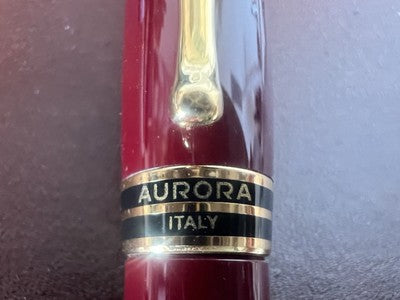 🔴 AURORA penna stilografica Ipsilon bordeaux profili dorati pennino F garanzia
