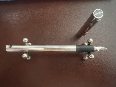 🔴 AURORA penna stilografica Hastil ARGENTO MASSICCIO 925 pennino ORO bianco M