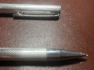 🔴 Penna sfera ARGENTO 925 massiccio cesellato guillocchè scrive vintage 1