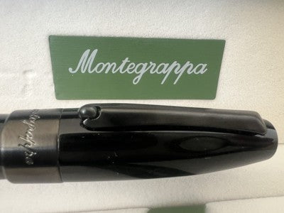🔴 MONTEGRAPPA penna stilografica M Fortuna nera placcata rutenio NUOVA