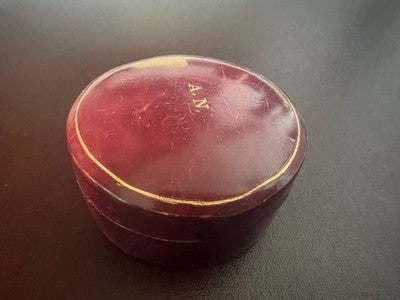 🔴 Scatola box gioiello orologio tasca pelle incisioni A N dorate Ø 6,2 vintage