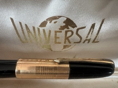 Universal-Füllfederhalter, Zelluloidkappe, goldener Stift, Vintage-Stil 
