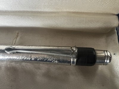 🔴 Penna sfera ARGENTO 800 corpo cesellato a mano bassorilievo vintage 30