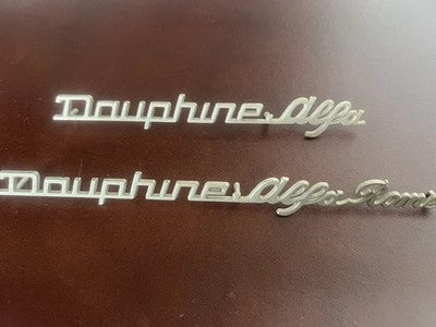 Alfa Romeo Dauphine Coat of Arms Car Emblem Frieze Plate Metal 2 Pcs Vintage