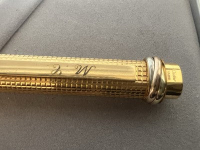 🔴 CARTIER Vendome GODRON vergoldeter MC rot-weißer Kugelschreiber 