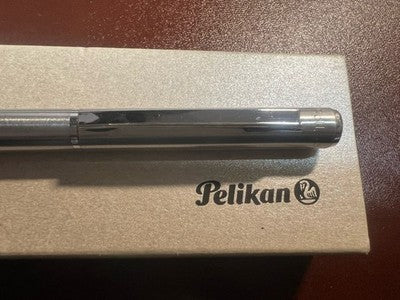 🔴 PELIKAN penna sfera Roll Pen corpo metallo opaco profili lucidi vintage