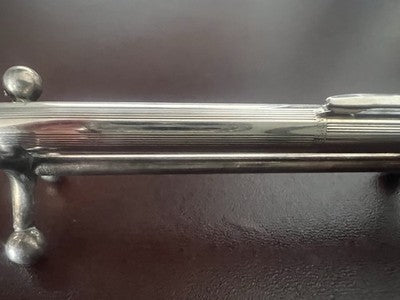 🔴 CARAN D’ACHE penna sfera Madison cromata a righe clip nodino scrive vintage