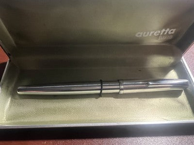 Auretta Stylo-Plume Stylo à Plume par Aurora Chrome Et Cartouches Vintage 1970 
