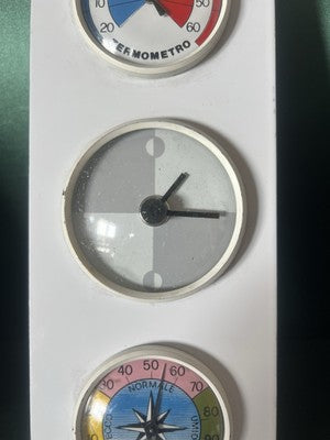 🔴 BRIO TIME orologio barometro igrometro parete muro ferro BIANCO vintage