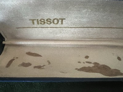 🔴 TISSOT box scatola orologio astuccio custodia cofanetto blu macchie vintage