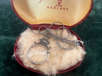 🔴 Collana Argento 925 con ciondolo lente di ingrandimento vintage