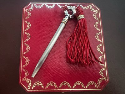 Cartier Stylo-Plume Sphère Plaqué Argent Mini Stylus Pendentif Rare Écrit