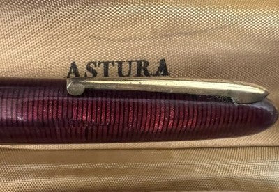 🔴 ASTURA penna stilografica 108 celluloide pulsante di fondo scrive vintage '50
