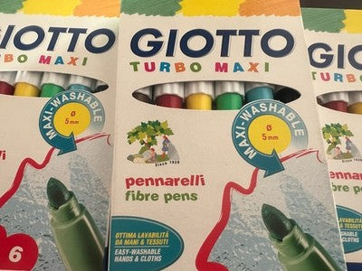 GIOTTO Turbo Maxi Marqueurs Lavables Paquet de 6 Lot de 10 Paquets Neuf 