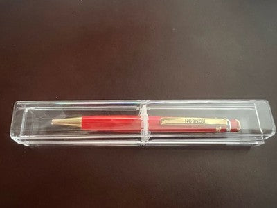 Ronson Stylo-Plume à Bille Laque Rouge Feu Avec Profils Doré Écrit Vintage