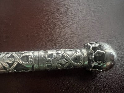 BIC Ballpoint Pen SILVER 800 Engraved Bas Relief Rare Vintage Jewelry 