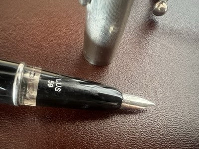 Lus Pen Fountain Pen 59 Black With Hood Chrome Marking Vintage 1950 n.1