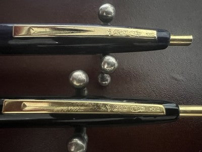 🔴 BIC penne a sfera Clic Mexico blu e nera clip dorata vintage 2 pezzi