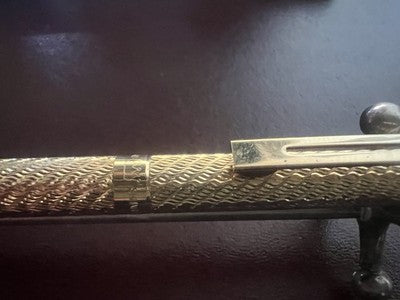 Sheaffer Federmäppchen mit Kugelform, vergoldet, mit Meißelprägung, Vintage-Motiv 