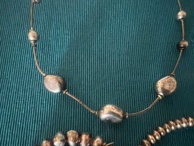 🔴 VESTOPAZZO gioielli bracciali pepite big e rondelle con collana alluminio