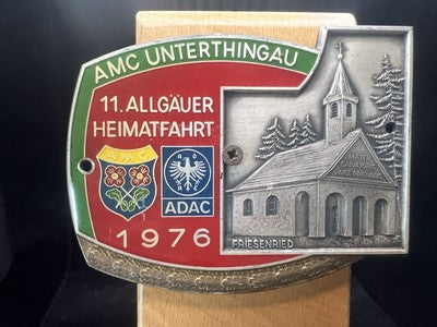 🔴 Badge auto ADAC 1° Allgäuer Heimatfahrt AMC Unterthingau Raduno 1976 vintage