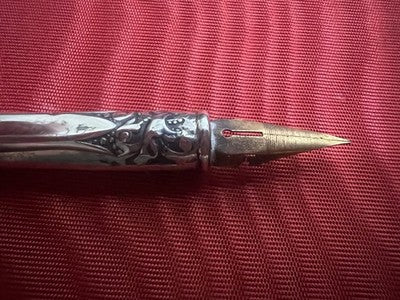 🔴 Penna scrivania argento 925 punzoni inglesi Sheffield 1915 ORIGINALE vintage