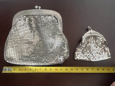 Mini Sacs Porte-Monnaie Jersey Métallique D'Argent Soie Belle Epoque Vintage