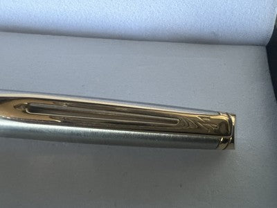 🔴 WATERMAN penna sfera Hemisphere cromata profili dorati scrive