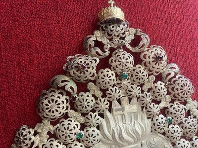 Ex Vote Coeur Argent 800 Cm32 Hauteur 48 Design Barock Italien Vintage Selten 